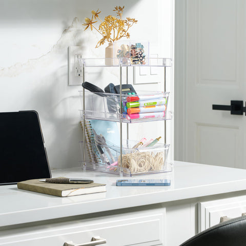 ARSLY solución de almacenamiento para baño compacto con superficie transparente.