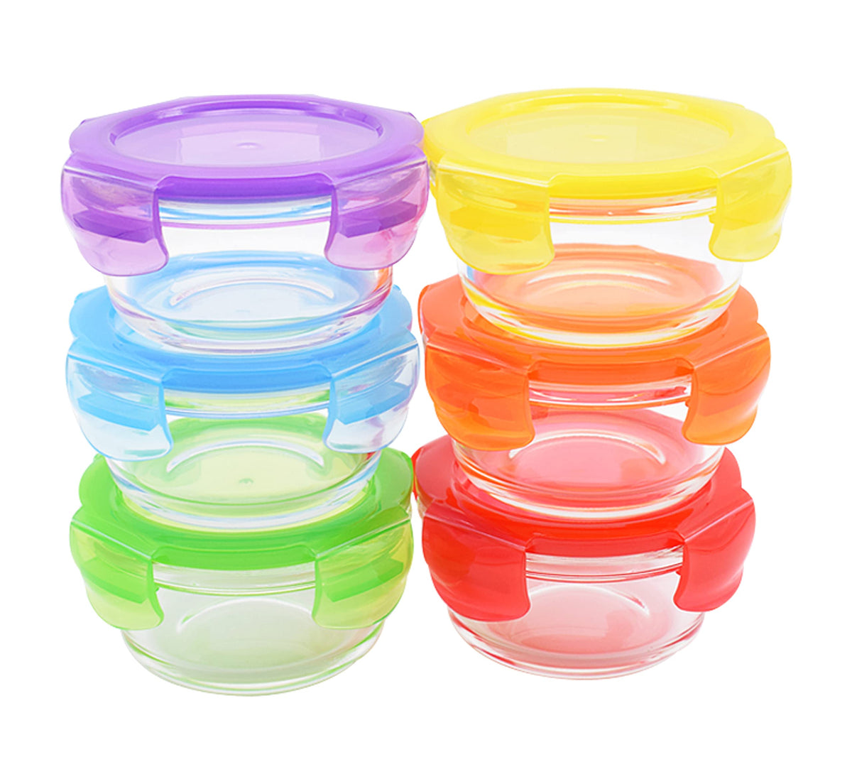 Conjunto ARSUK de vidrio 7oz con tapas herméticas para almacenamiento seguro.