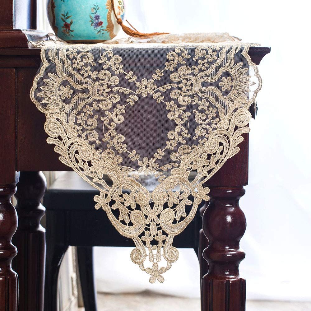 ARTABLE camino de mesa rectangular con encaje macramé para cenas elegantes.