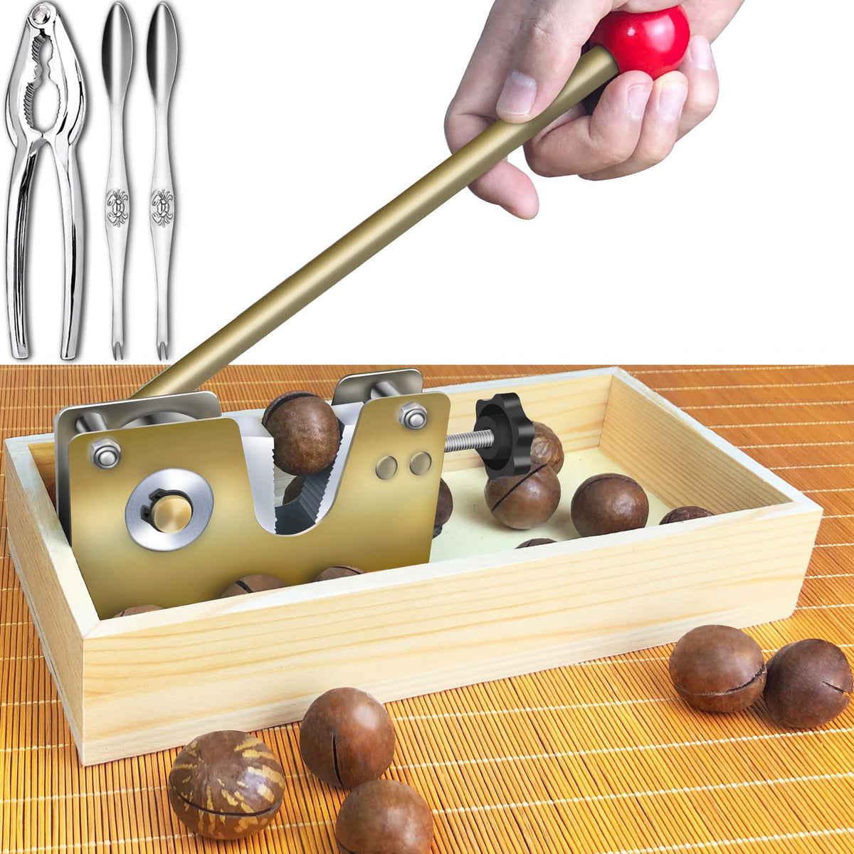 Artcome base de madera estable para nueces macadamia.