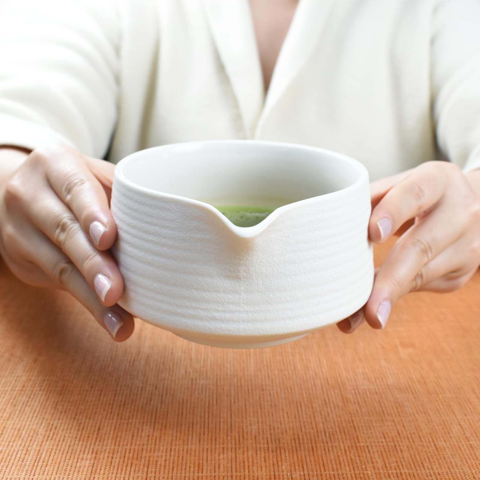 Artcome taza de porcelana blanca para servir matcha con estilo