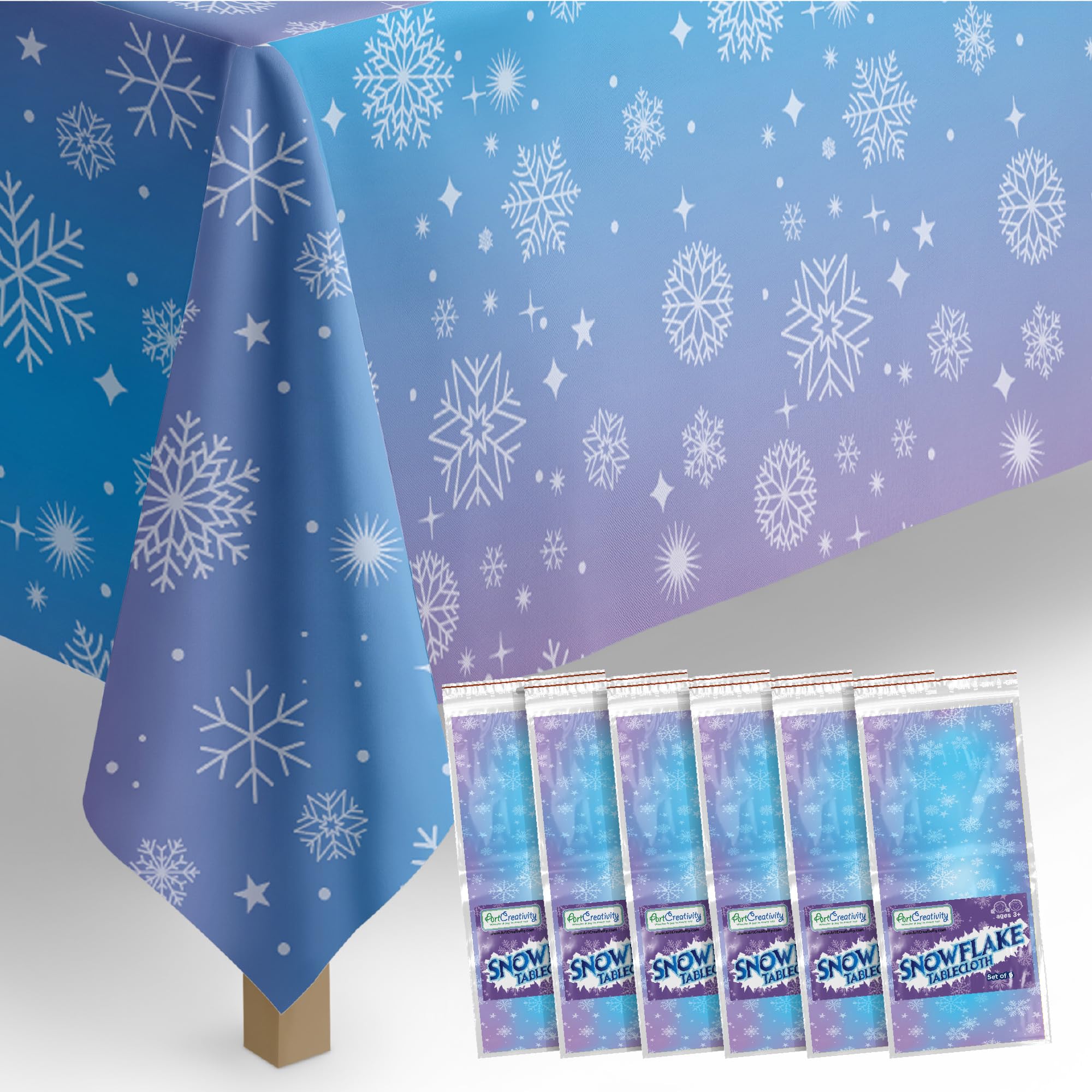 Mantel ArtCreativity copo nieve 58x108, perfecta para fiestas invernales.