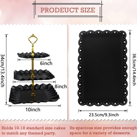 ArtCute bandejas aperitivos rectangulares 36-5x23-5 cm, amplio espacio para postres.