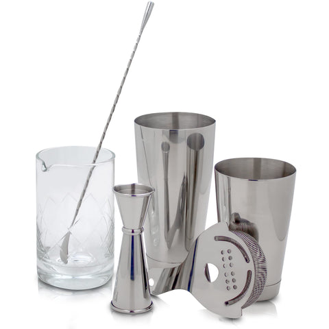 Conjunto arte de craft: coctelera Boston con sellado hermético para mezclar sin goteos.
