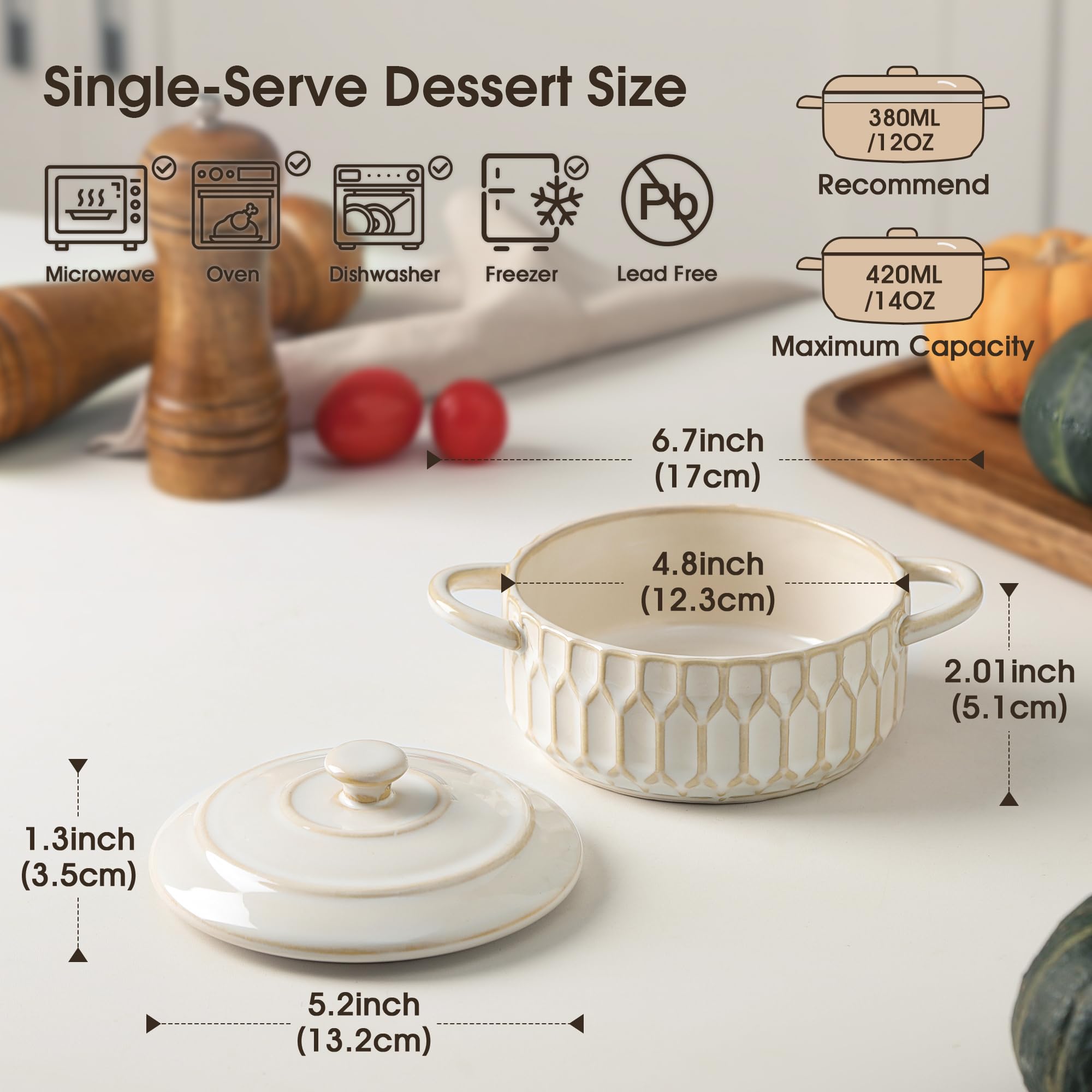 ArteBake cocotte tapa cerámica libre de plomo para almacenamiento seguro.