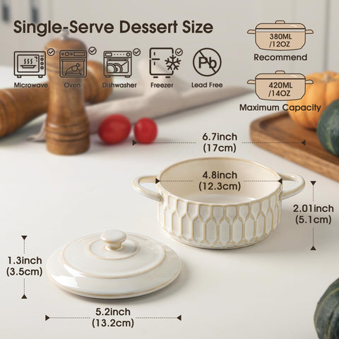 ArteBake cocotte tapa cerámica libre de plomo para almacenamiento seguro.
