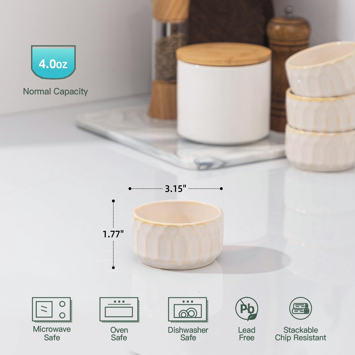 ArteBake ramequín 4oz pudin-souffle: uso versátil para hornear y servir