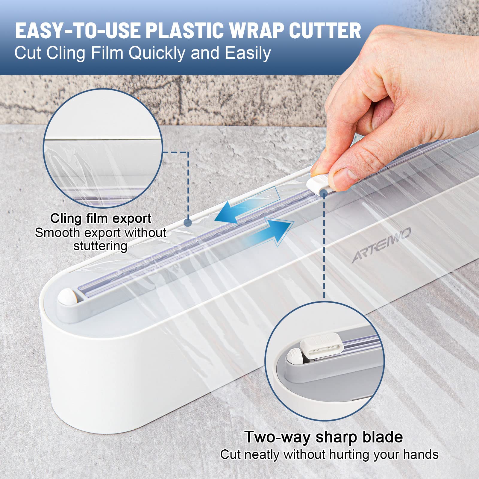 ArteiWo dispensador de foil de aluminio con cortador, almacenamiento práctico.