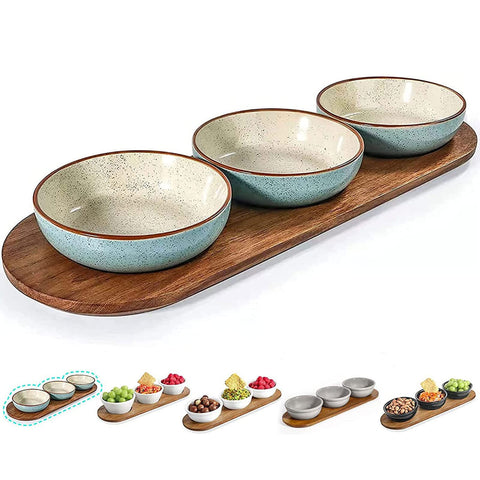 Artena bandeja dip cerámica turquesa, ideal para salsas y aperitivos.
