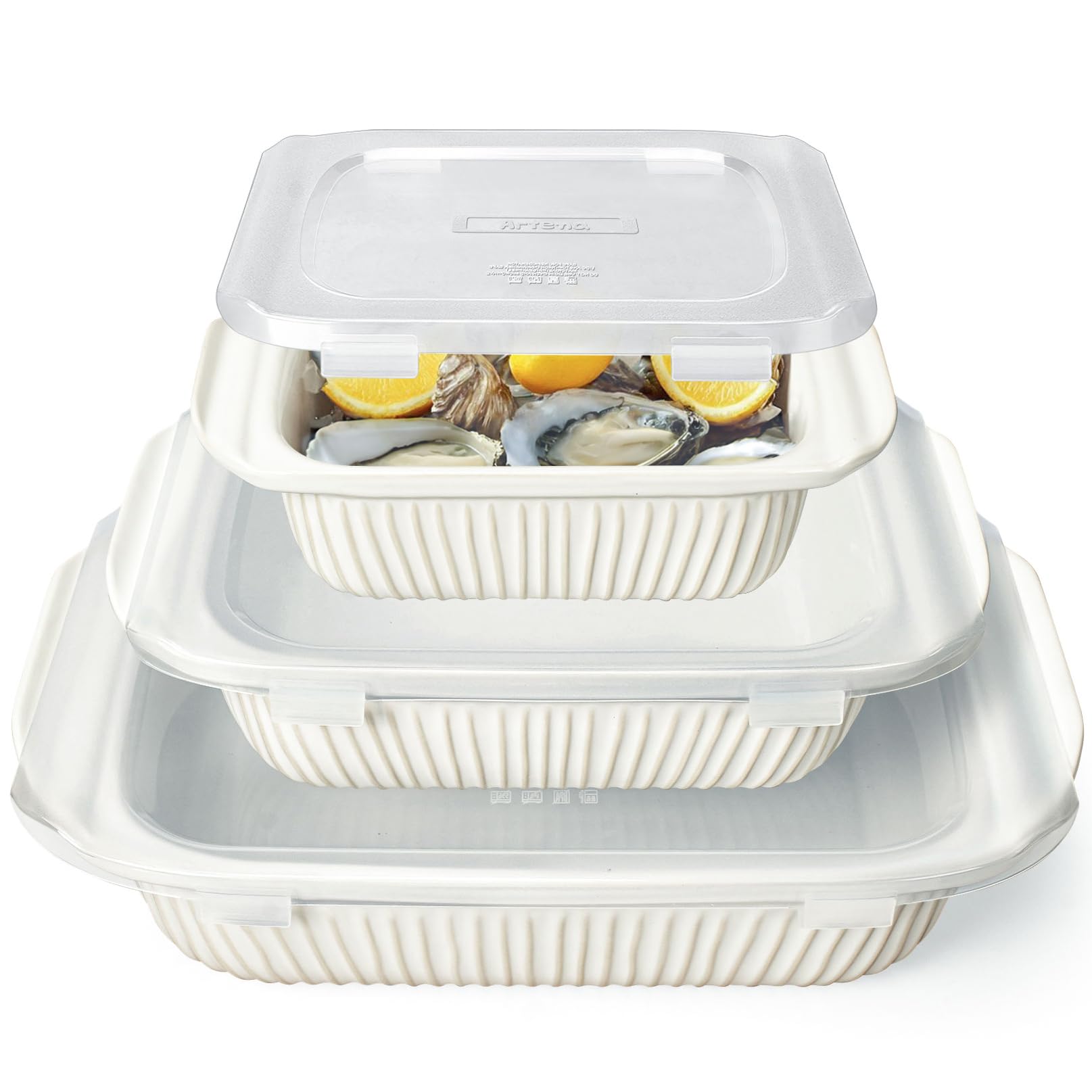 Artena cazuelas cerámicas para horno grandes con tapas, ideales para porciones familiares.