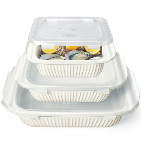Artena cazuelas cerámicas para horno grandes con tapas, ideales para porciones familiares.