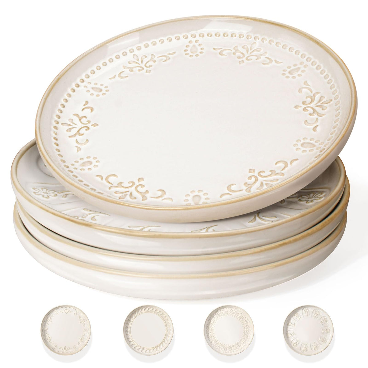 Artena plato ensalada 8,5 pulgadas con relieve grabado para realzar la presentación