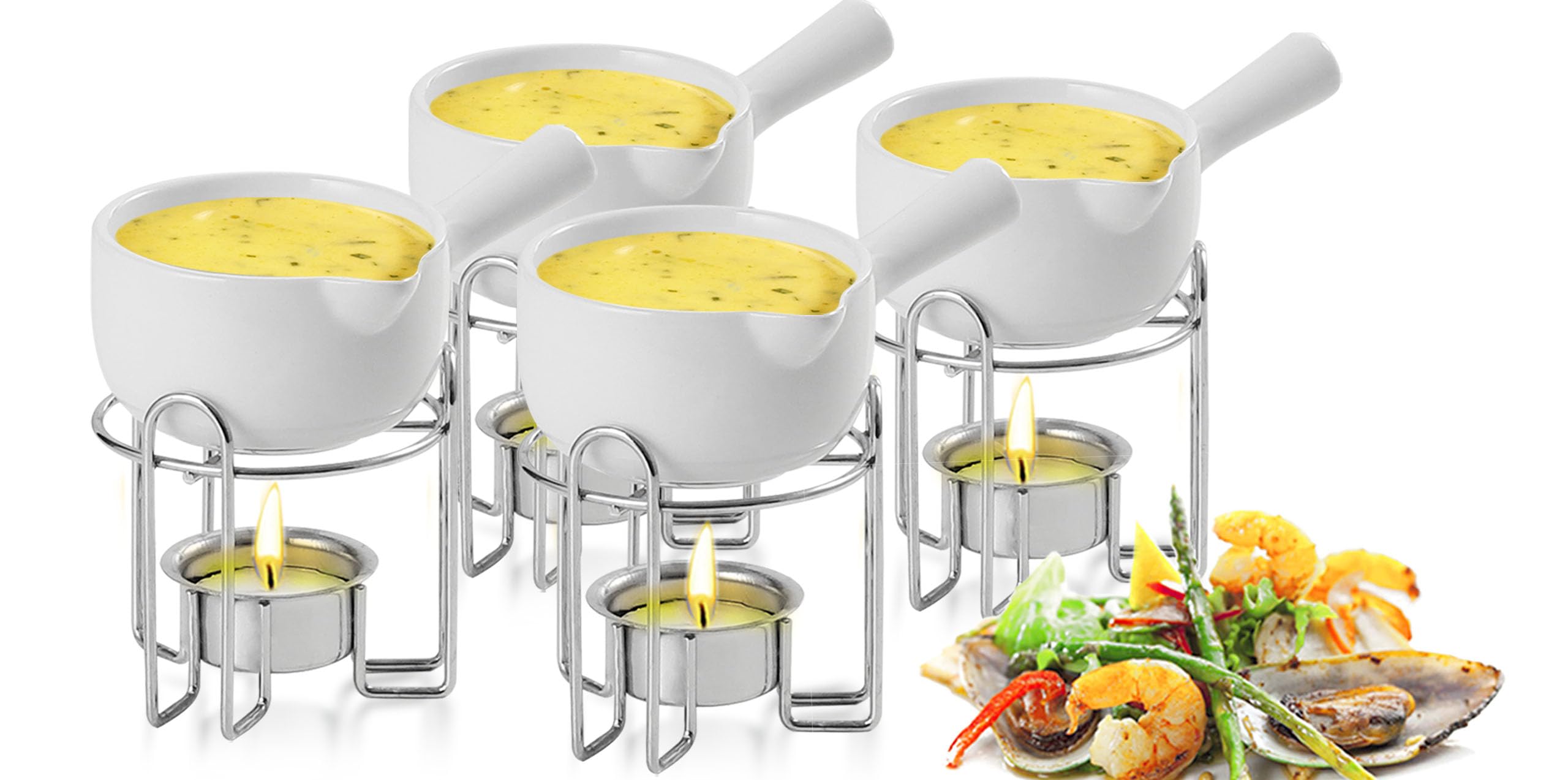 Artestia conjunto de mantequeras cerámicas con asa, ideal para mariscos.