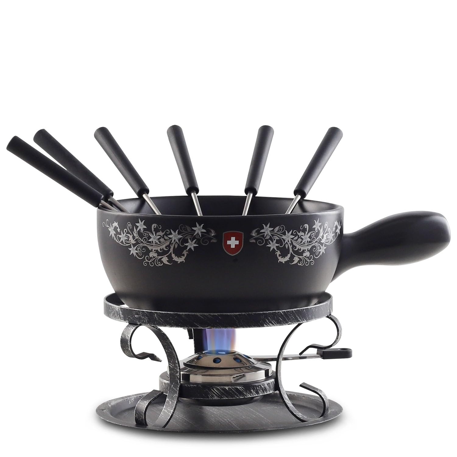 Artestia fondue cerámica 2.11 cuartos lista para queso y chocolate, detalle elegante