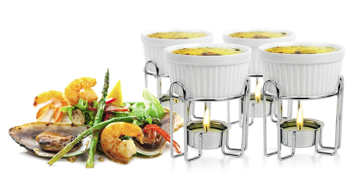 Artestia calentadores de mantequilla, juego de 4, para mariscos y salsas.