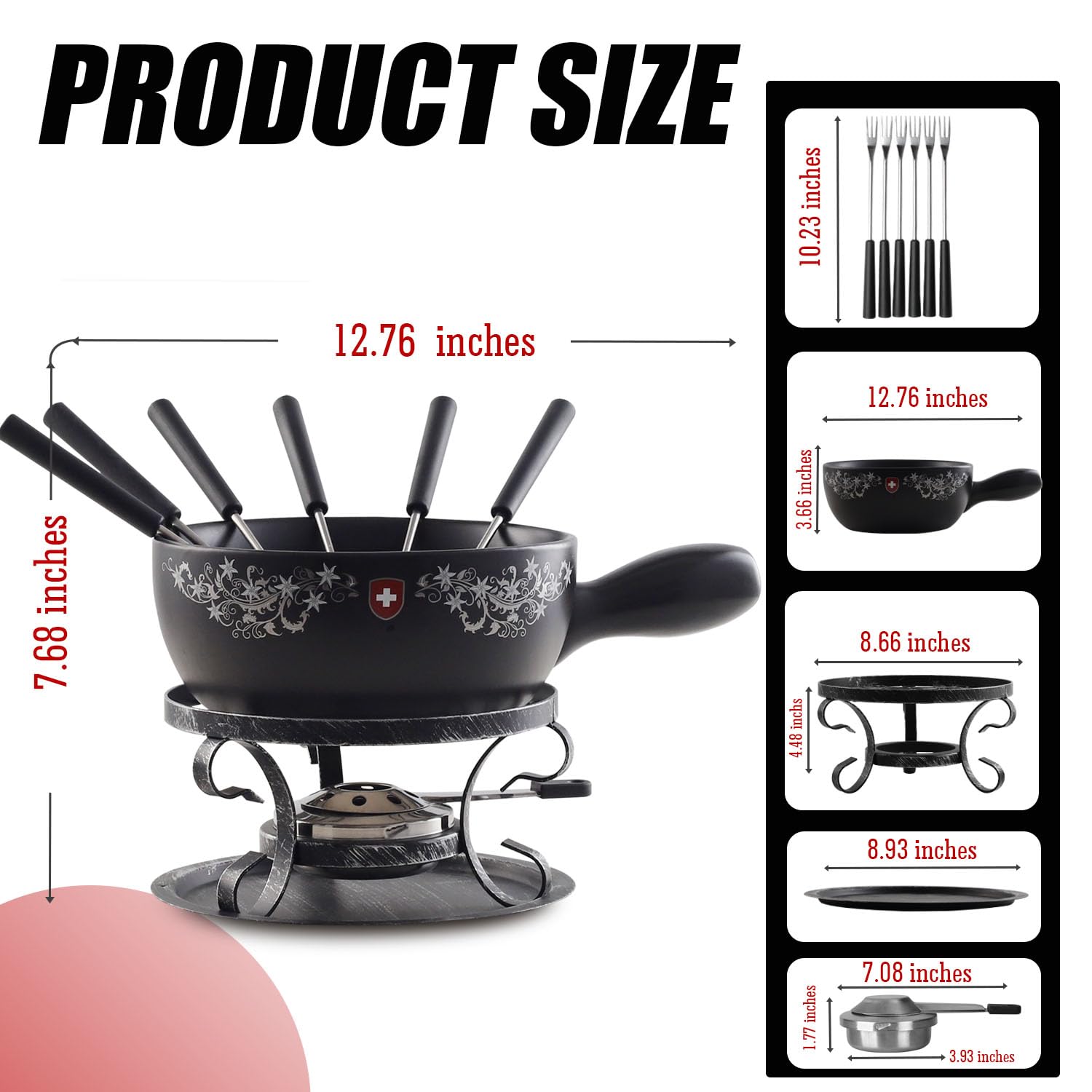 Set de fondue Artestia de 10 piezas con quemador y soporte