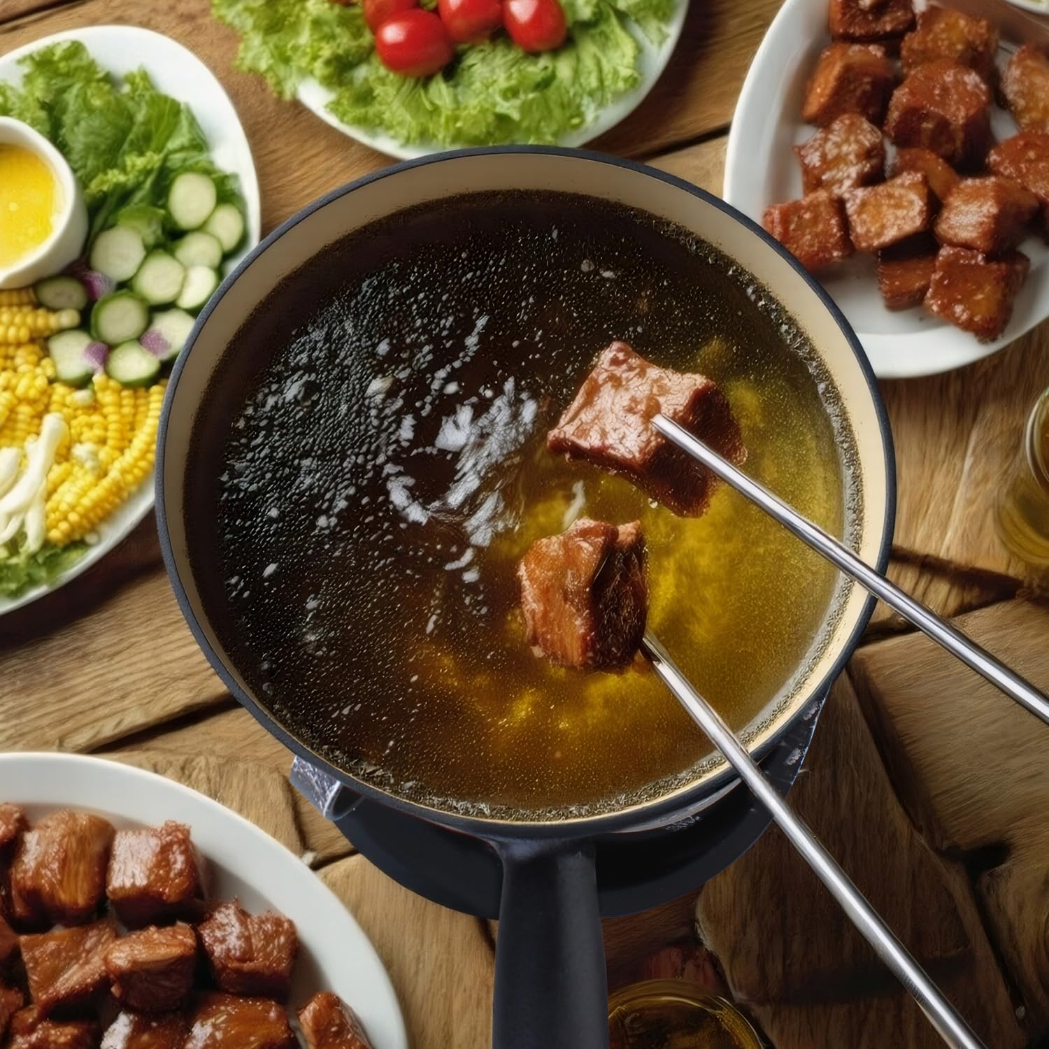 Artestia, set fondue completo para 6 personas, fácil de compartir.