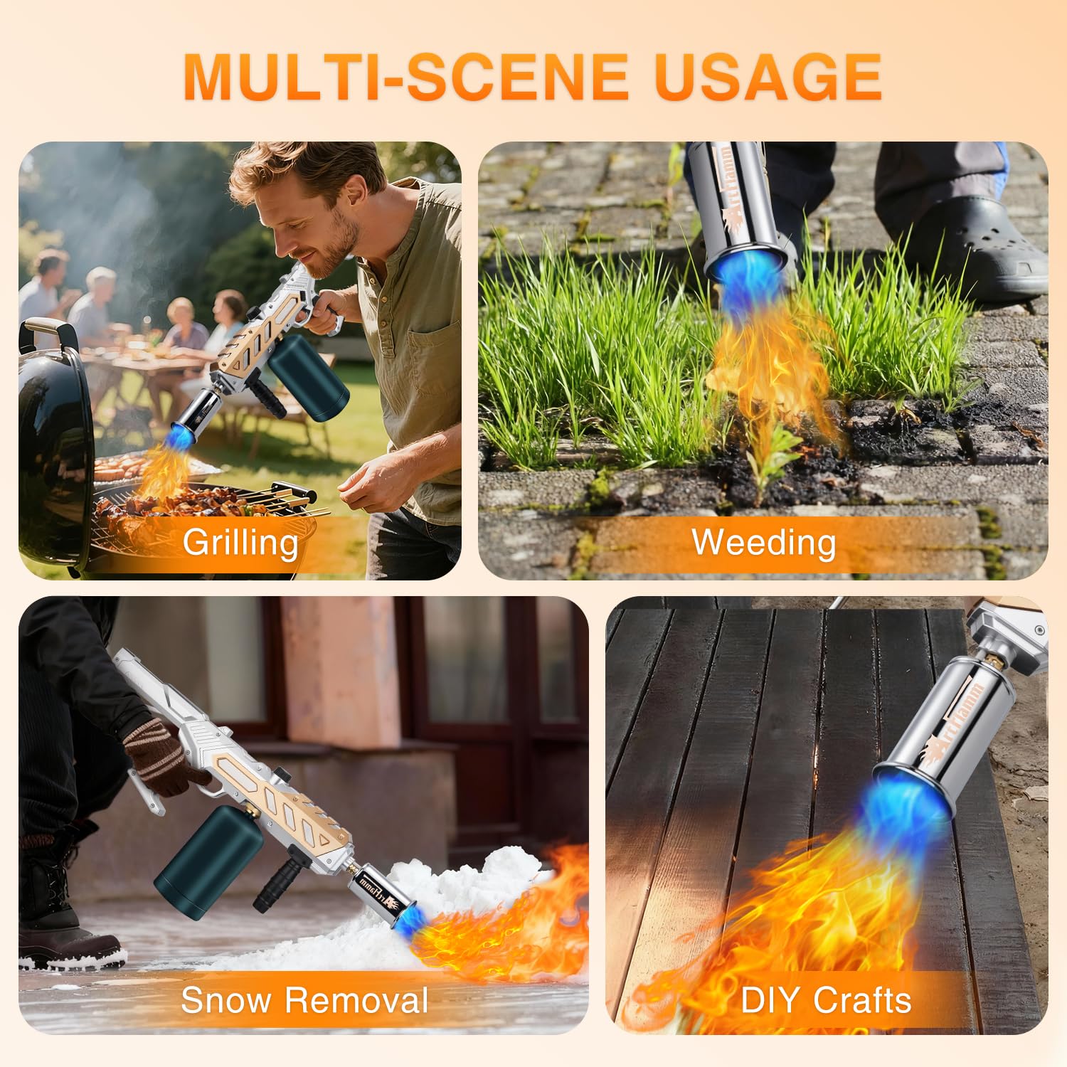 ARTFLAMM antorcha de propano ideal para tostar pan y dorar superficies.