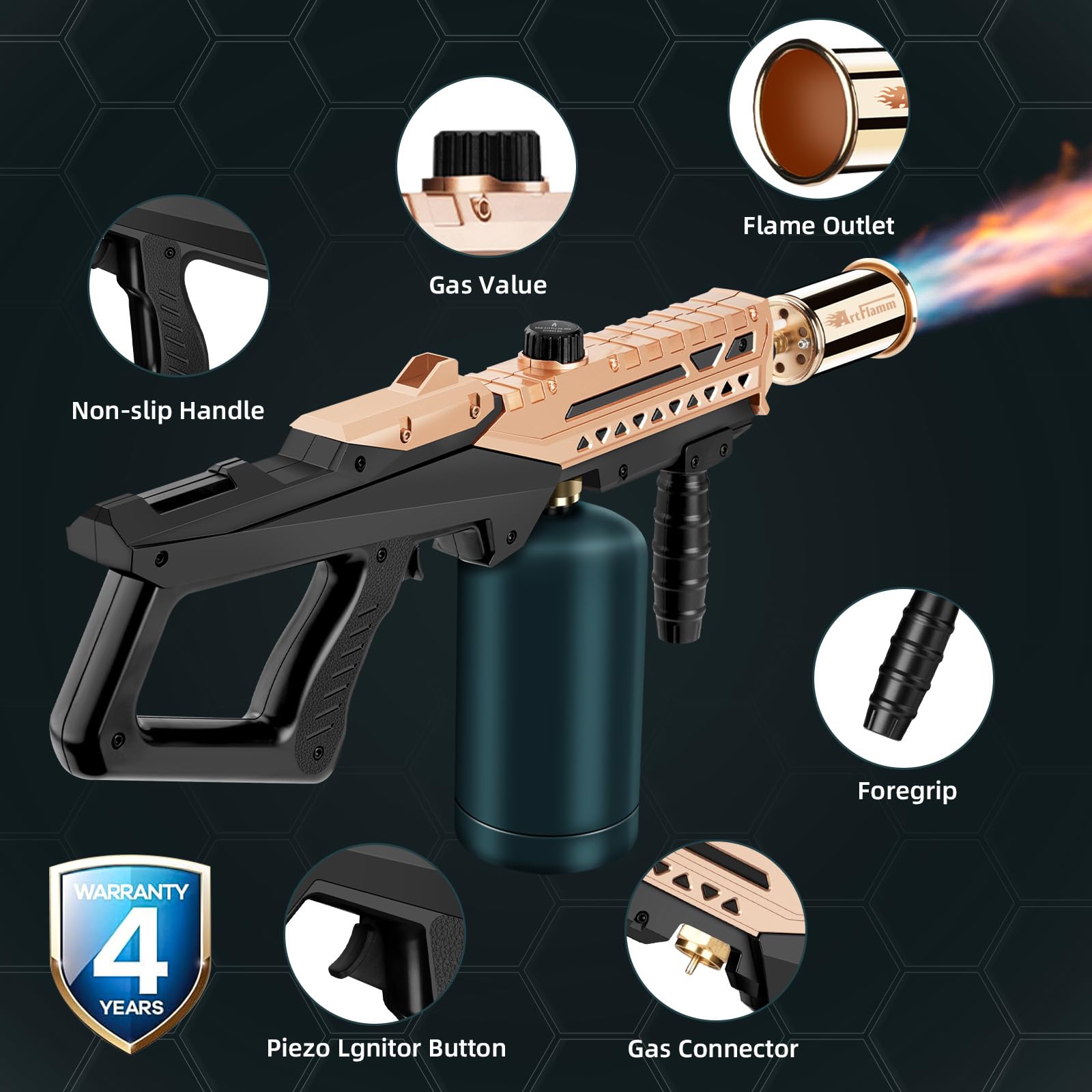 ARTFLAMM Flame Thrower Gun diseño ergonómico para uso cómodo al aire libre