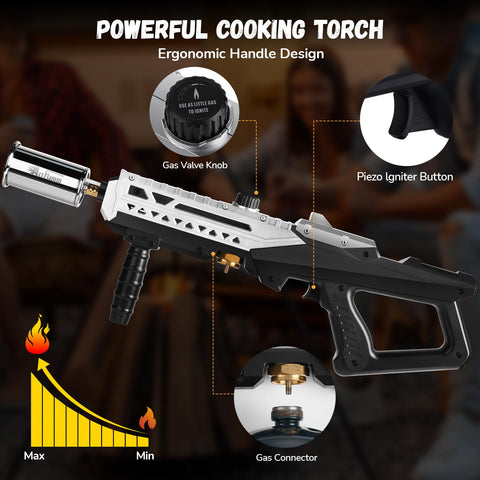 ARTFLAMM soplete para parrilla, ajuste de llama para control preciso.
