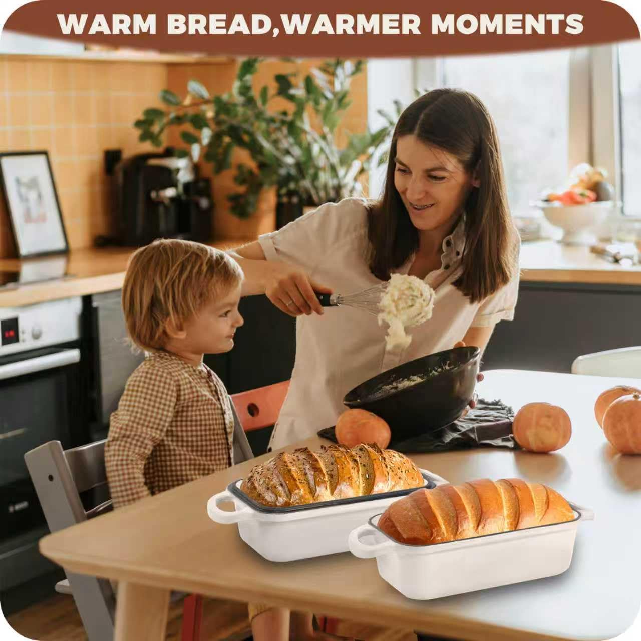 Articasting doble-horno-para-pan-con-tapa, ideal para hornear dos panes a la vez.