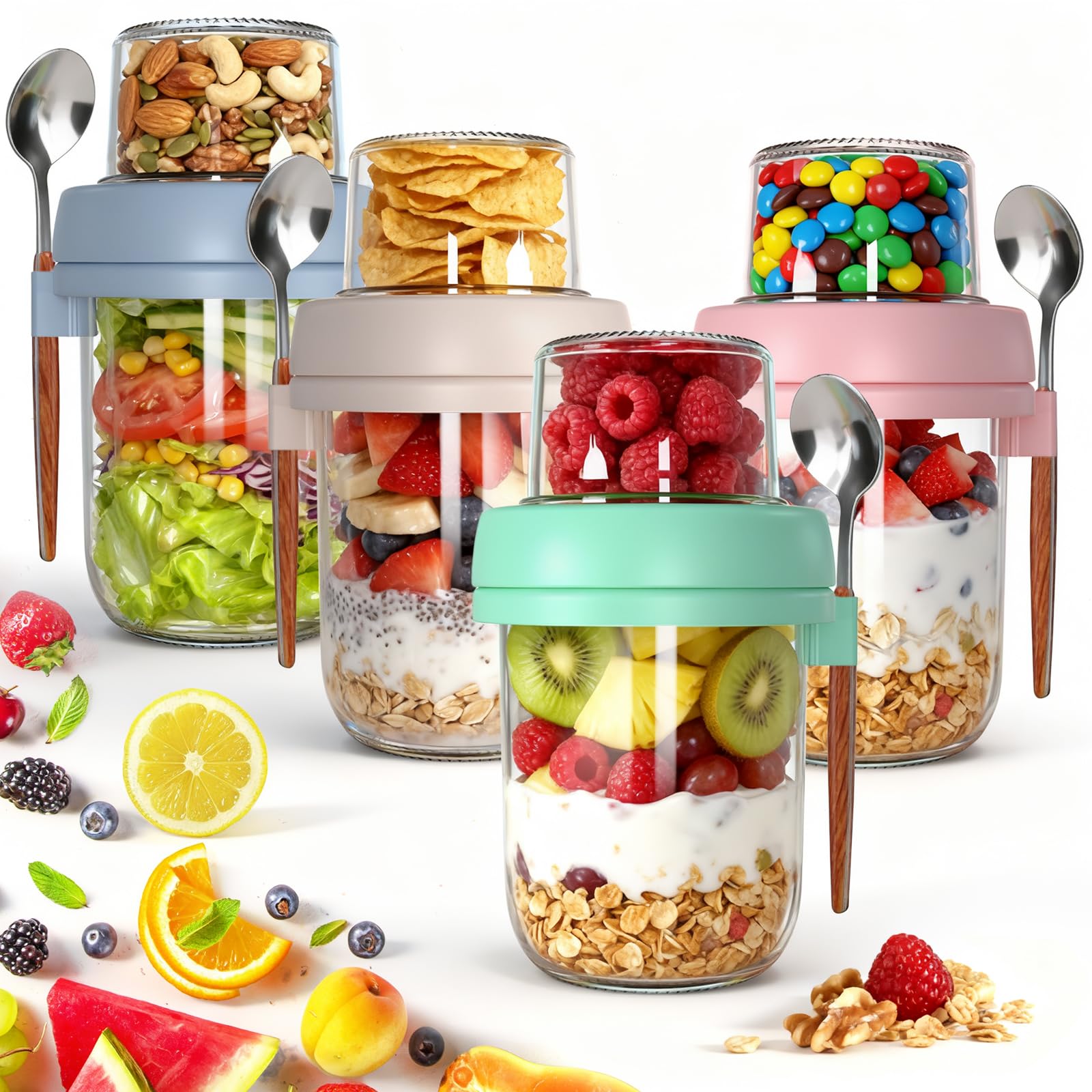 ARTIROUS jarro de doble capa para avena nocturna con separación seca y húmeda.