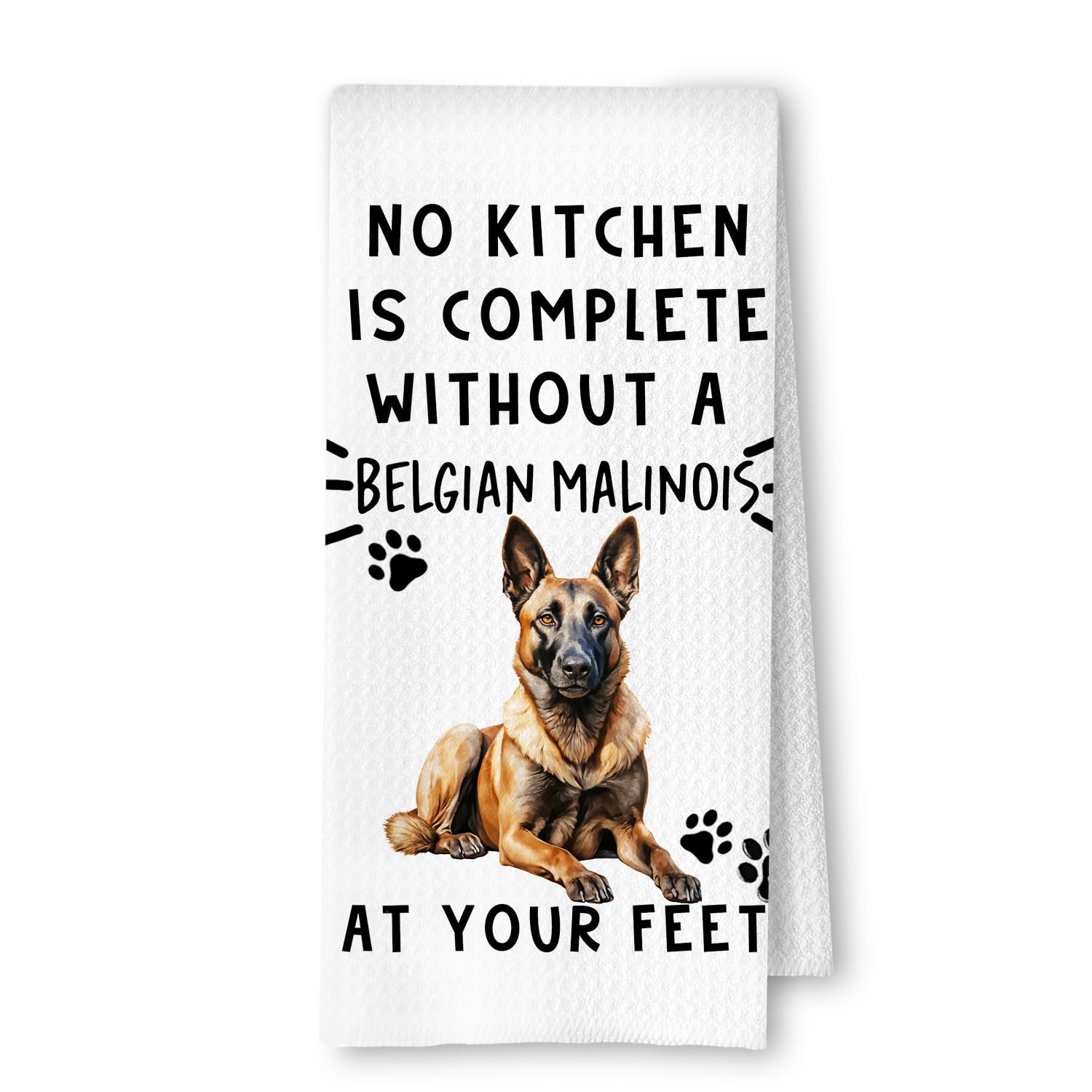 Toalla ArtisaEura con cara de Malinois belga para secado rápido en la cocina