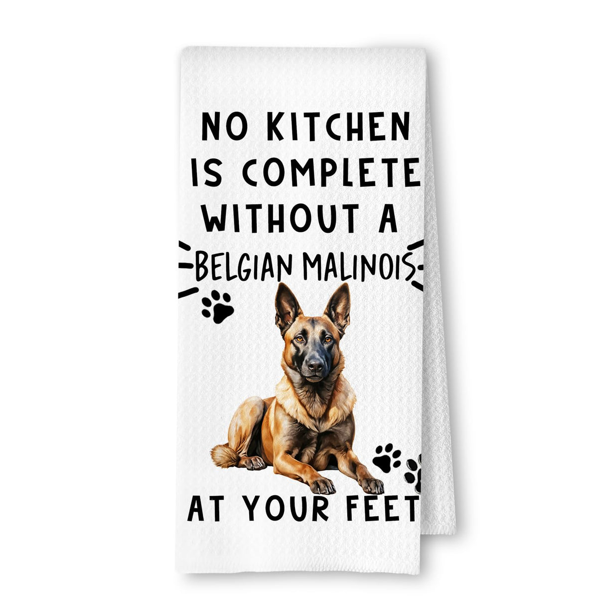 Toalla ArtisaEura con cara de Malinois belga para secado rápido en la cocina