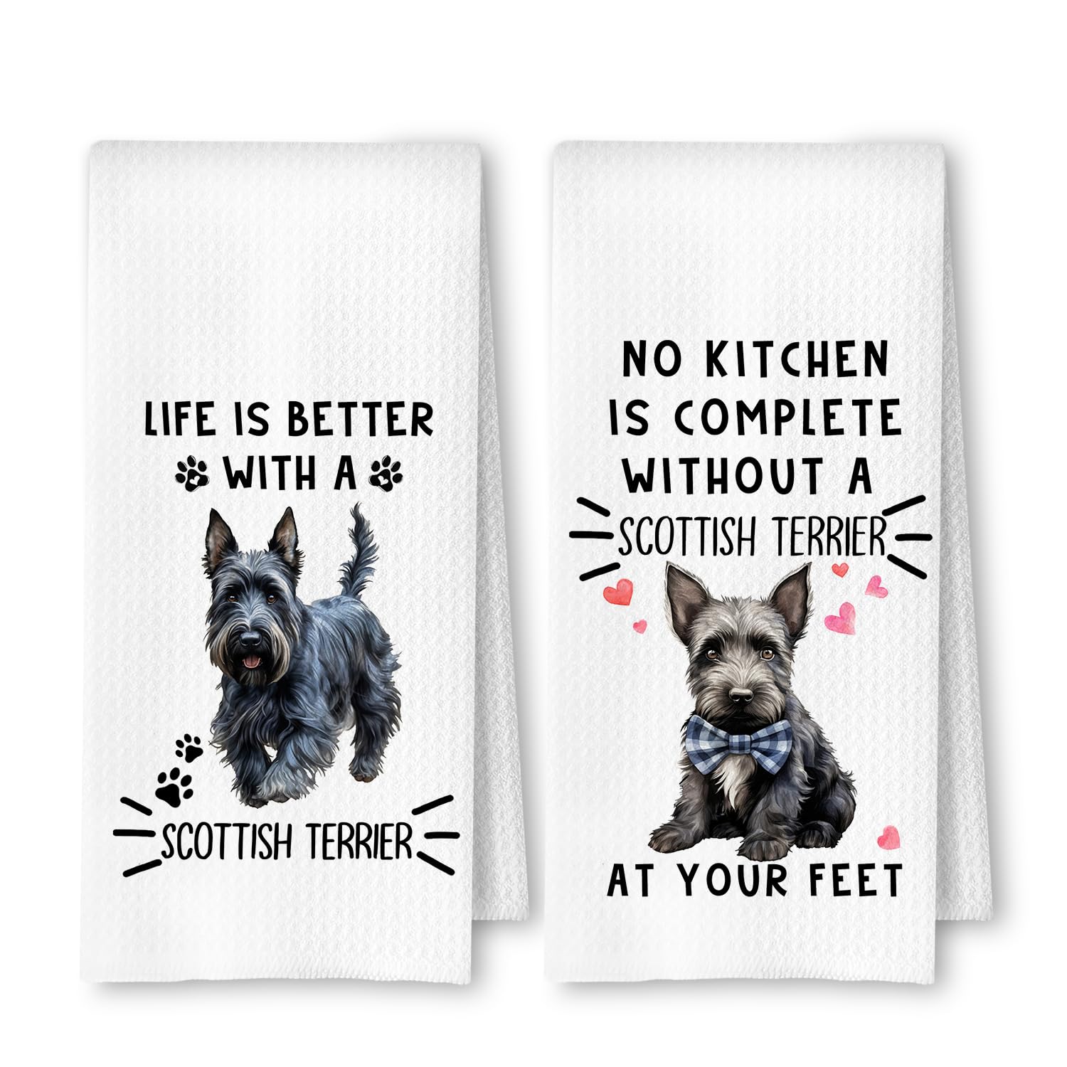 ArtisaEura terrier escocés: toallas de cocina, secado rápido para uso diario.