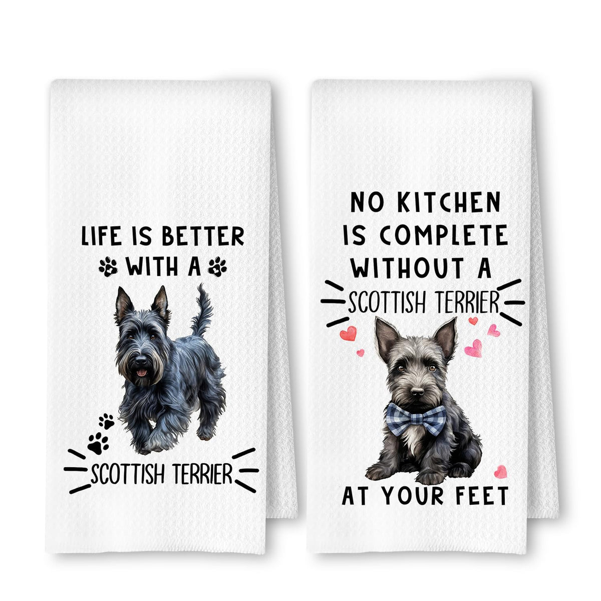 ArtisaEura terrier escocés: toallas de cocina, secado rápido para uso diario.