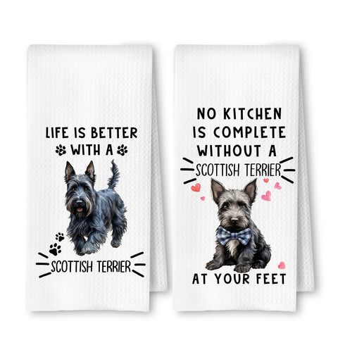 ArtisaEura terrier escocés: toallas de cocina, secado rápido para uso diario.
