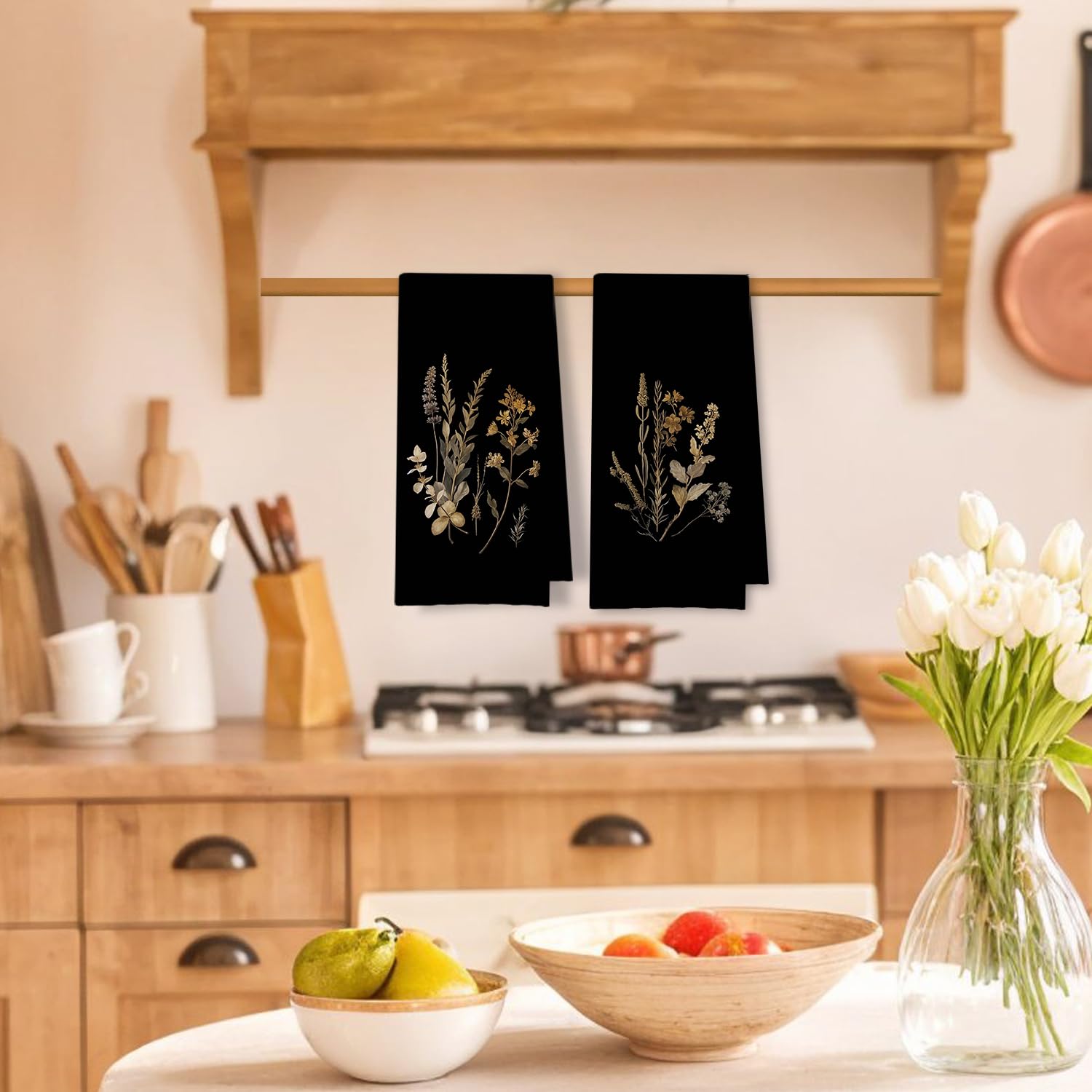 ArtisaEura toalla de cocina floral con bordado elegante y absorción diaria.