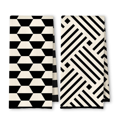 ArtisaEura toallas cocina blanco negro, enfoque cocina, secado rápido para platos y manos.