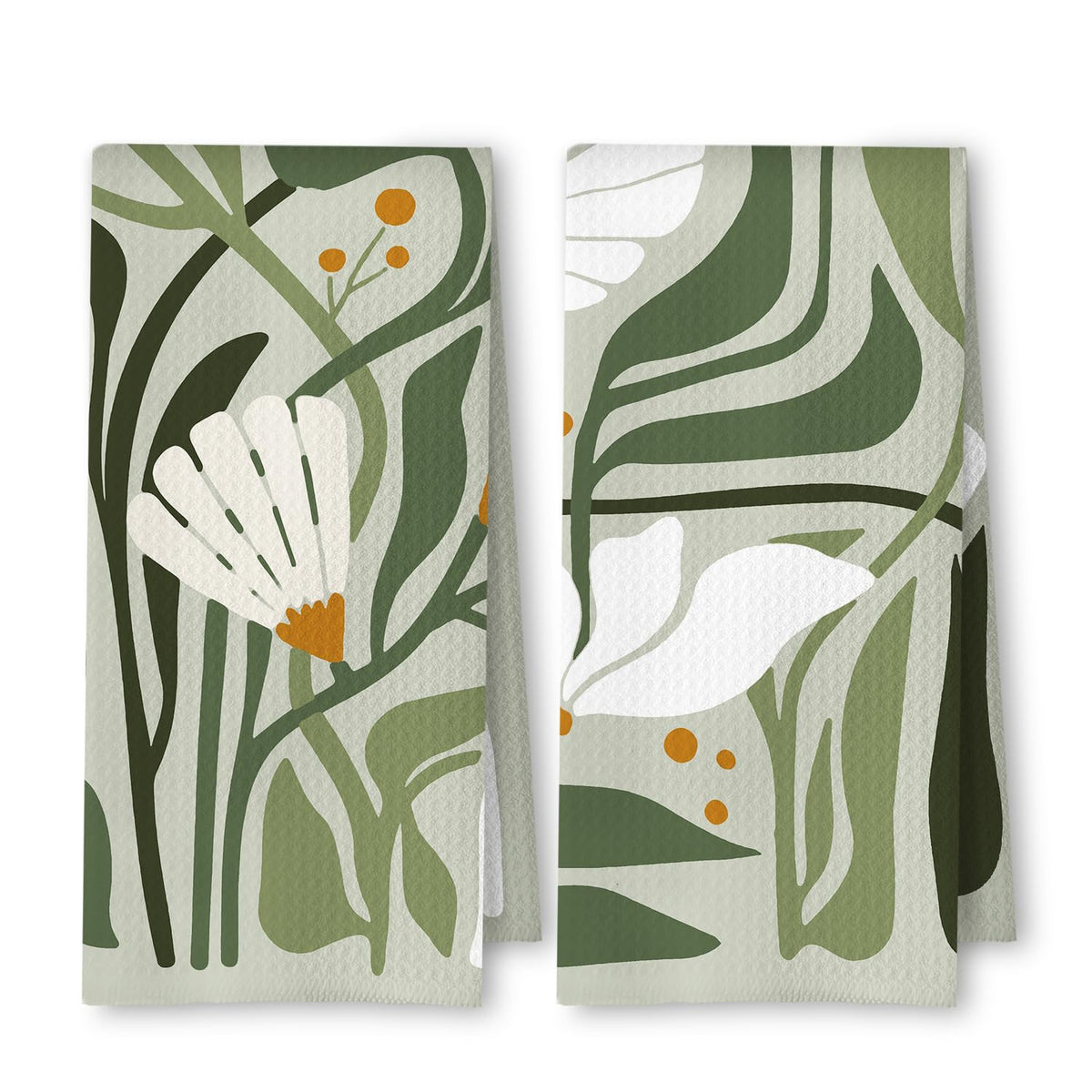 Toallas de cocina ArtisaEura con diseño bohemio verde salvia para secado rápido.