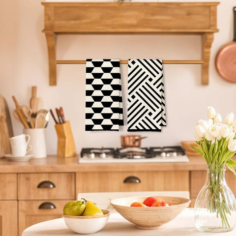 ArtisaEura toallas cocina boho minimalista, enfoque cocina, decoración elegante y uso práctico.