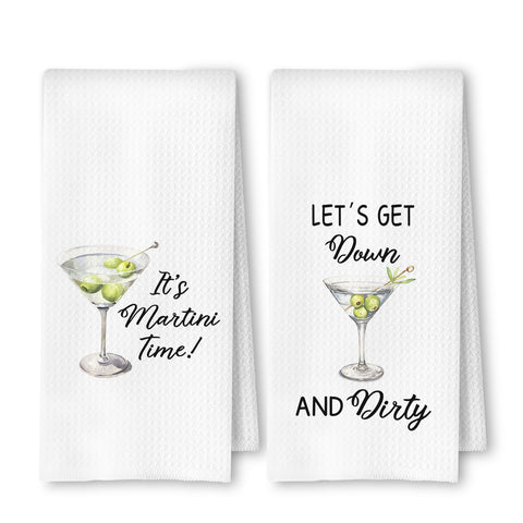 Toallas ArtisaEura con motivo cóctel martini sucio para cocina elegante y secado rápido