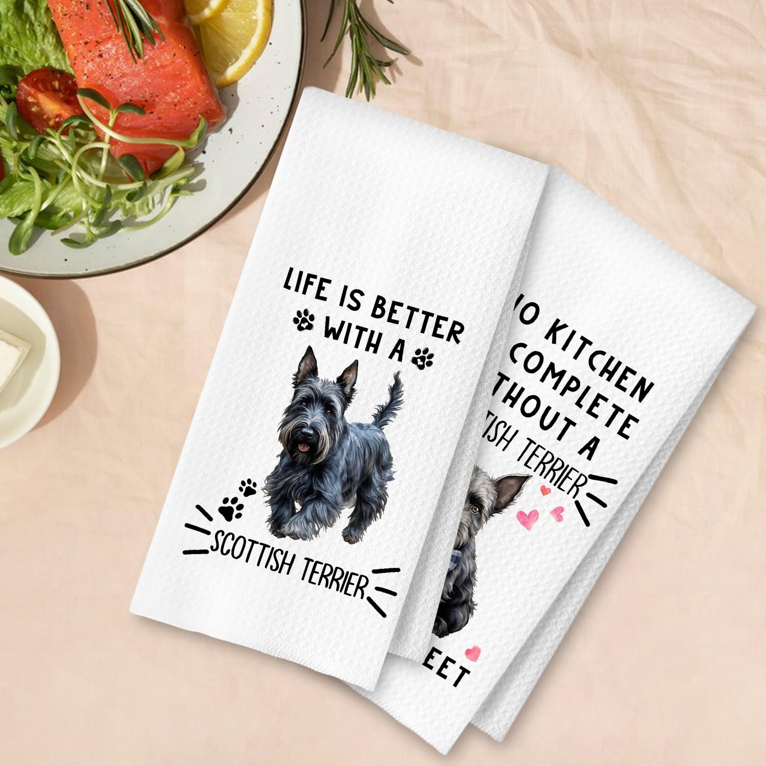 ArtisaEura toallas de cocina con diseño terrier escocés para decoración.