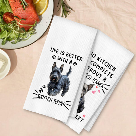 ArtisaEura toallas de cocina con diseño terrier escocés para decoración.