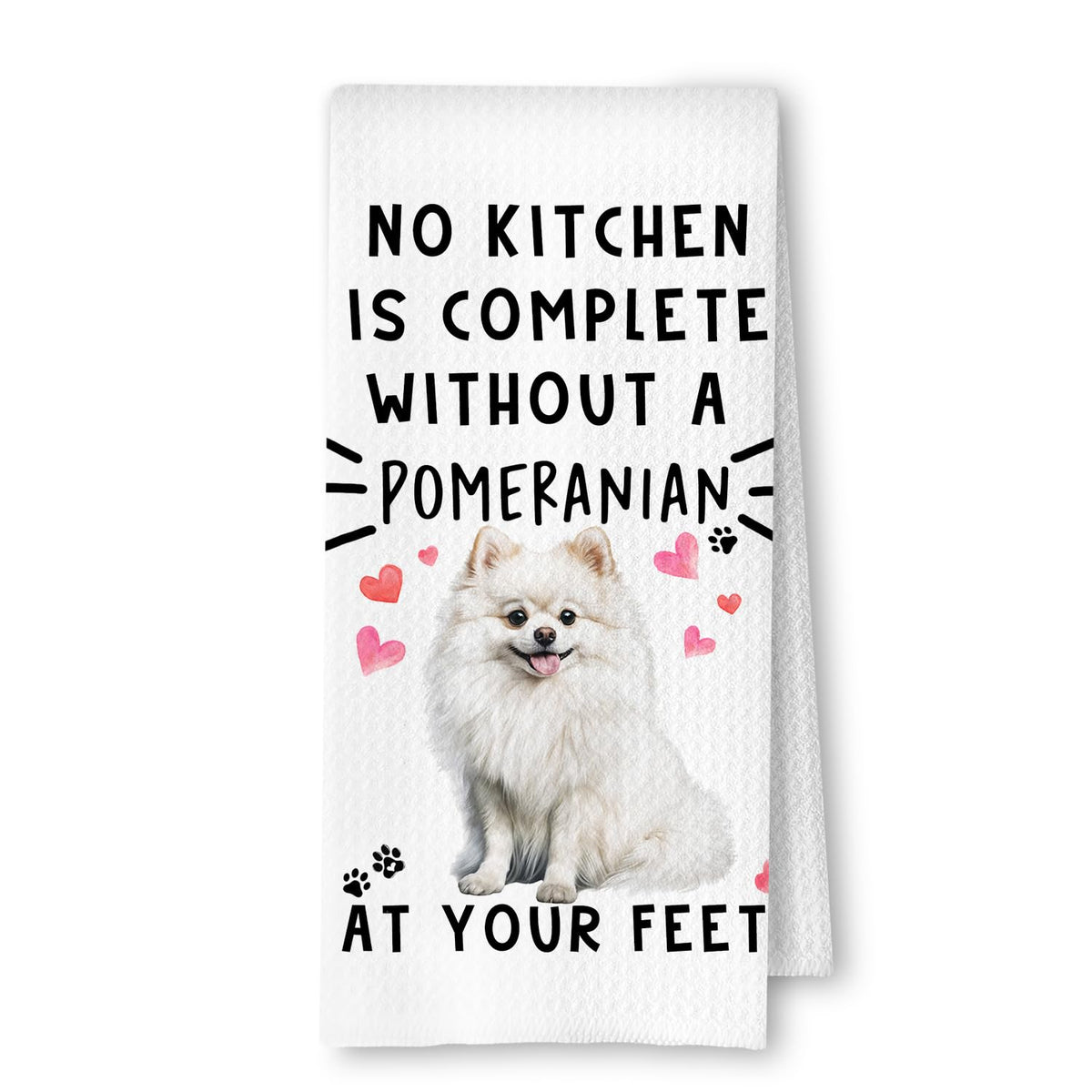 Toallas ArtisaEura para cocina con perro pomerania y patrón honeycomb, duraderas para uso diario.