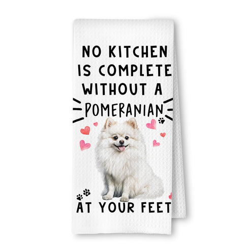 Toallas ArtisaEura para cocina con perro pomerania y patrón honeycomb, duraderas para uso diario.