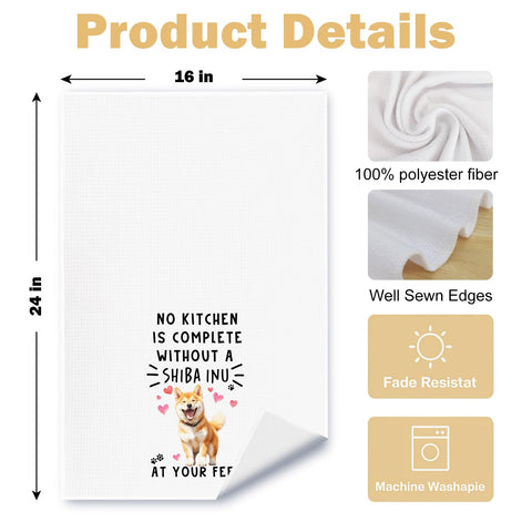 Toalla ArtisaEura Shiba Inu, patrón de panal para mayor durabilidad y secado eficiente.