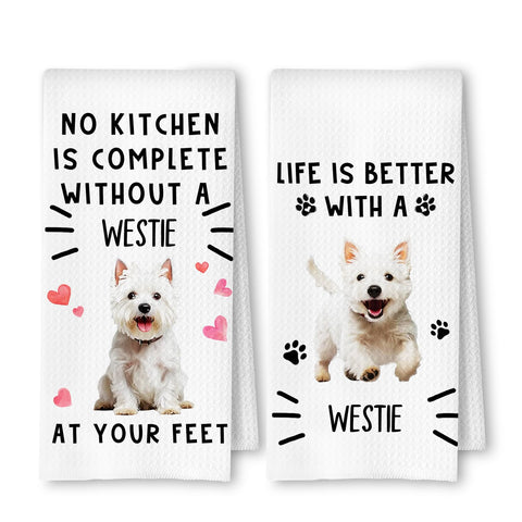 Toallas de cocina ArtisaEura Westie con diseño de perro para secar manos y platos.
