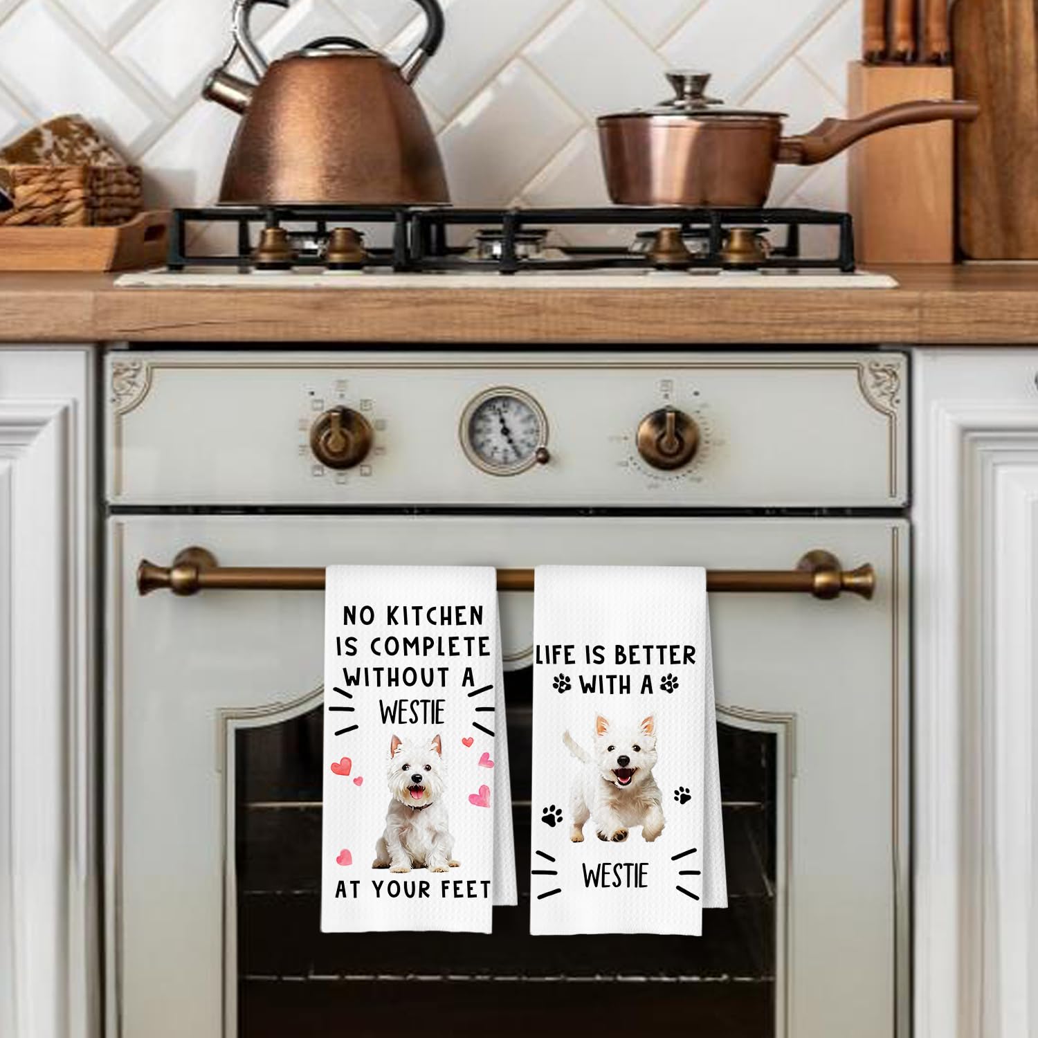 Toallas de cocina ArtisaEura Westie, fácil cuidado y lavado suave para uso diario.