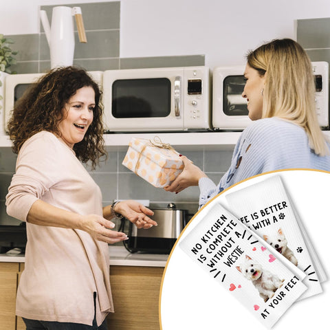 Detalles Westie en toallas ArtisaEura, decorativas para la cocina y regalo.