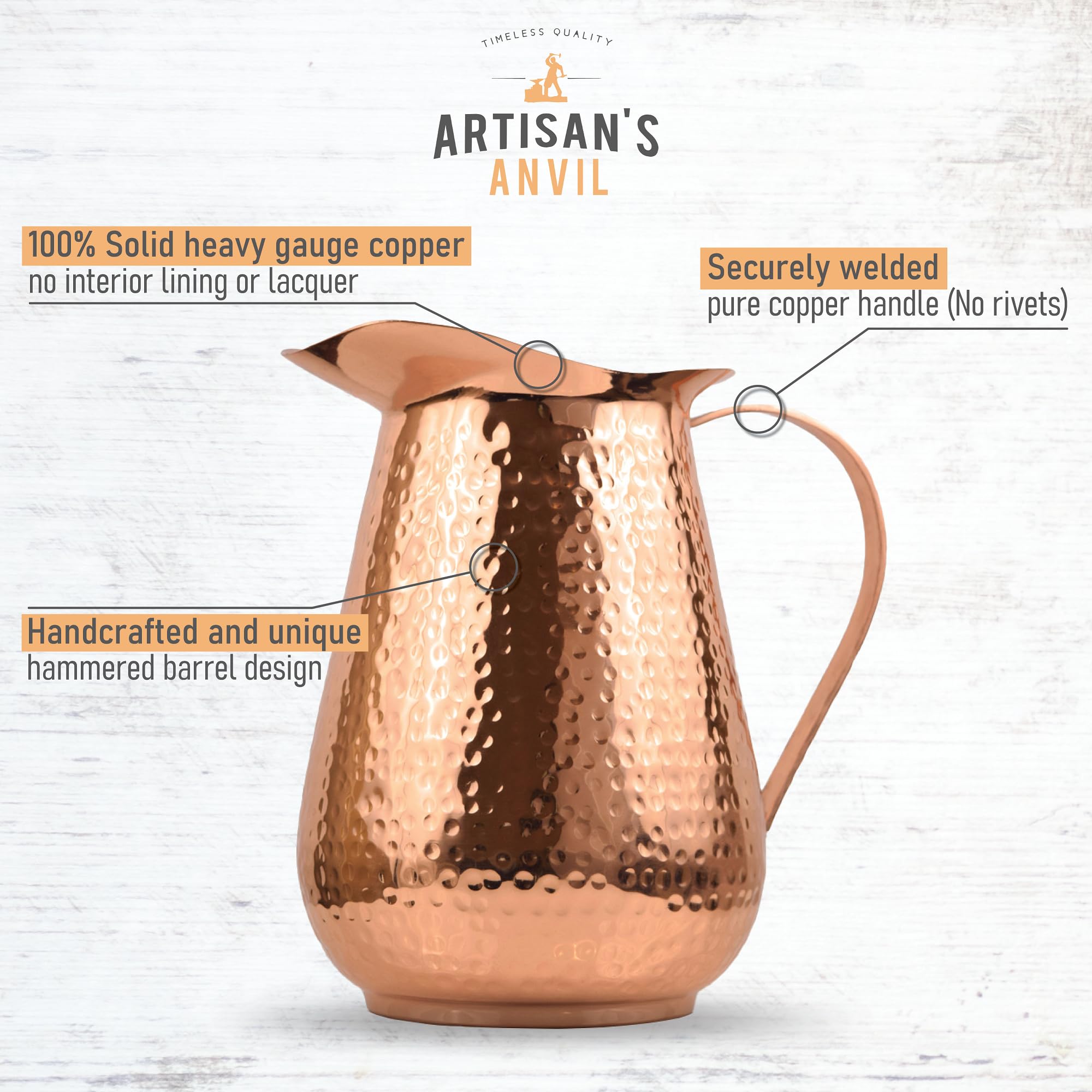 Artisan's Anvil jarrón cobre 70 onzas, perfecto para bebidas.