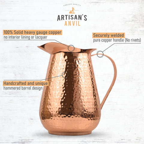 Artisan's Anvil jarrón cobre 70 onzas, perfecto para bebidas.