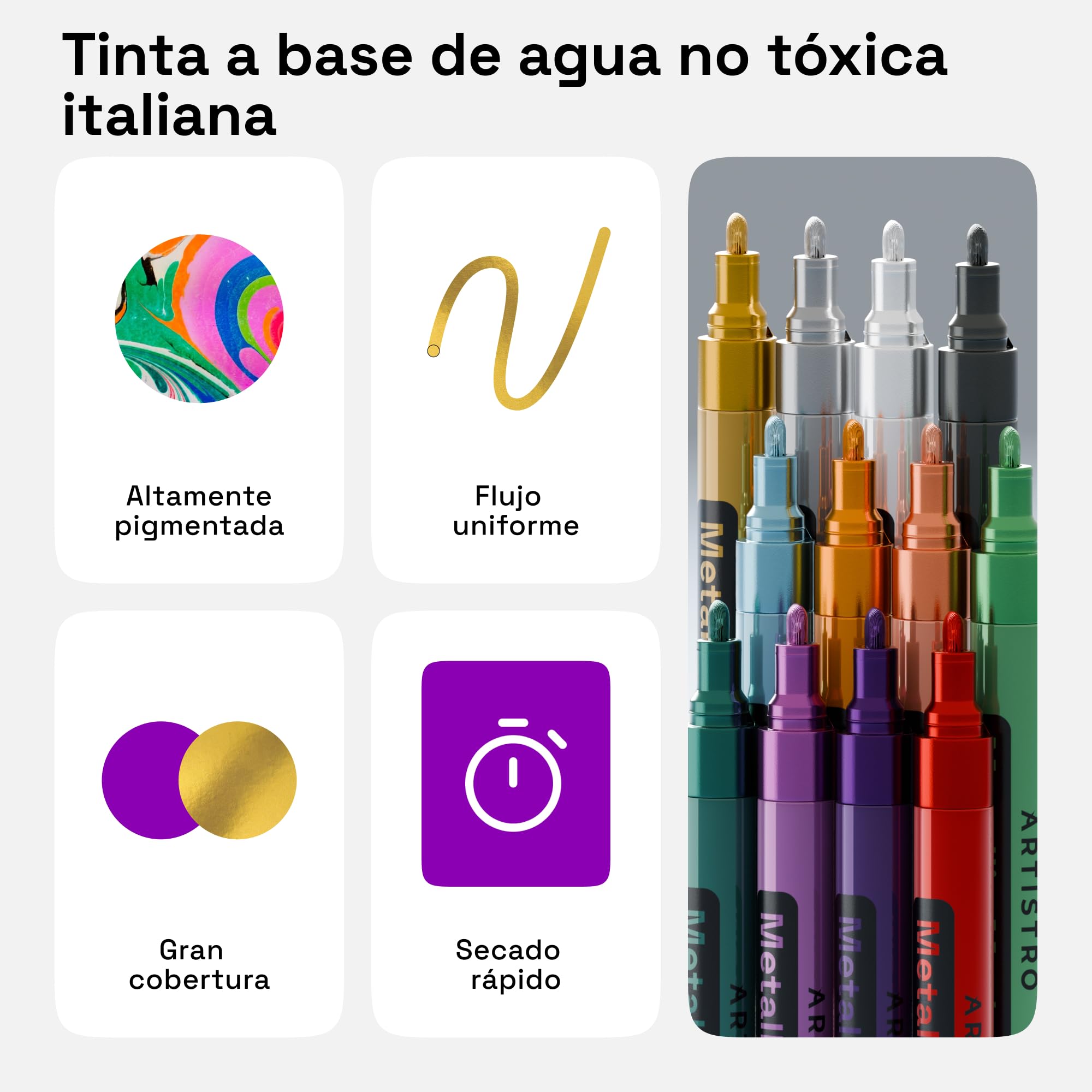 ARTISTRO rotuladores metálicos para madera: marcación precisa y acabado brillante.