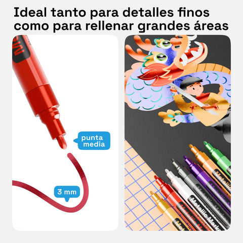 ARTISTRO rotuladores metálicos para tela: colores que no se difuminan en textiles.