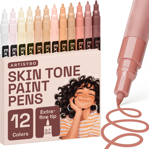 ARTISTRO bolígrafos de pintura acrílica en tonos piel con punta 0.7mm para detalles finos.