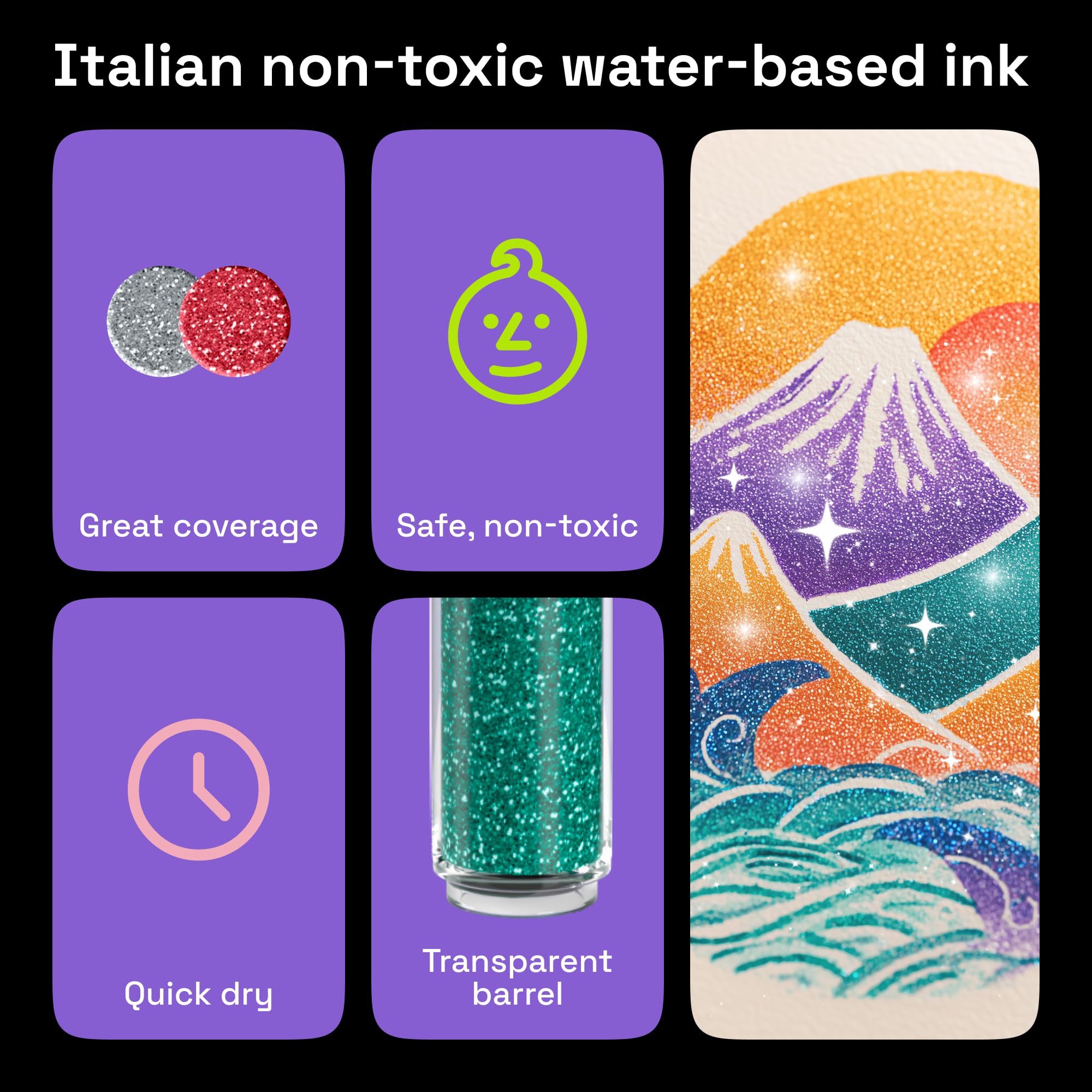 ARTISTRO marcadores glitter para scrapbooking en papel claro u oscuro